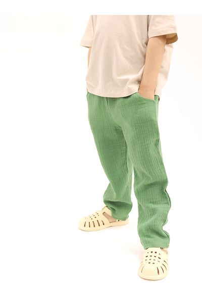 BALKABAĞI Green Muslin Trousers TY0030