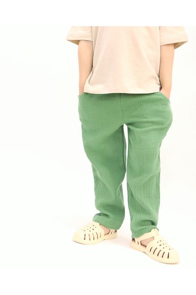 BALKABAĞI Green Muslin Trousers TY0030