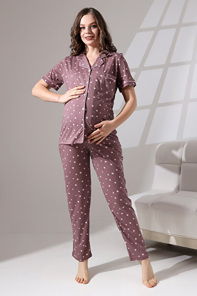 LİKAPA Σετ Πιτζάμες Γυναικείας και Μητρότητας Διπλή White Star