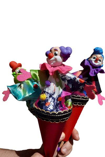 Uçaneller Kuklaevi Colorful Clown Cone Puppet - Various Patterns