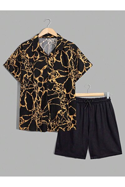 YNGMENCLASS Бавовняні шорти з принтом з віскози з текстурою