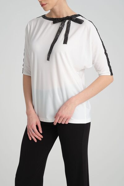 trikobis Special Design - Sequin and Stripe Detailed Blouse