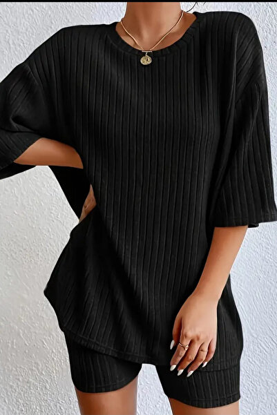 missamour Women's 2-Piece Tights Set Oversize Blouse Set