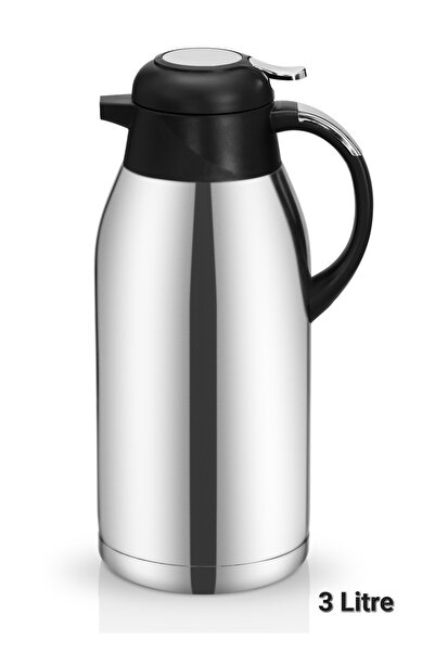 AHİR TİCARET Paslanmaz Çelik 3 Litre Çift Katlı Çay Termosu