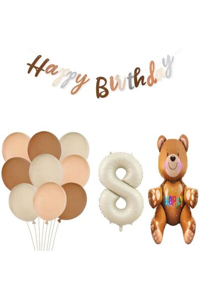 DÜVENCİ TİCARET Set de baloane pentru ziua de naștere cu ursul șezut retro co...