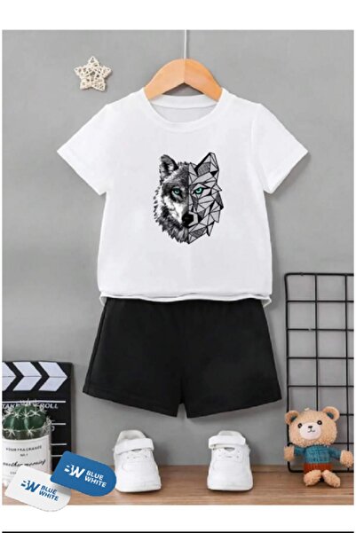 SİNSER TEKS Boys/Girls' ''WOLF'' Printed T-Shirt-Shorts Set