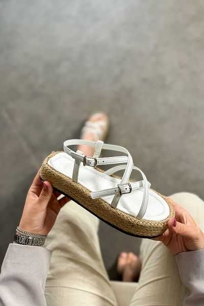 SHOEBELLAS See White Two Buckle Women's Sandals