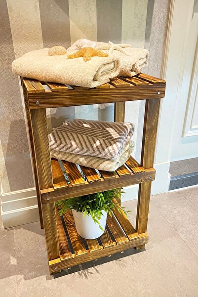 webotto 8 Ahşap 3 Katlı Banyo Rafı Havluluk Saksılık Ykm Mob113