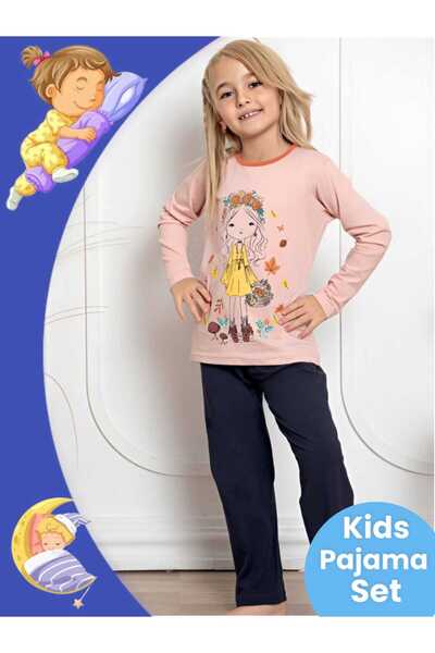 Uniquerrs Devojčin set od Pamuk delova, dugi rukavi, Sa deznom komada, pidžama