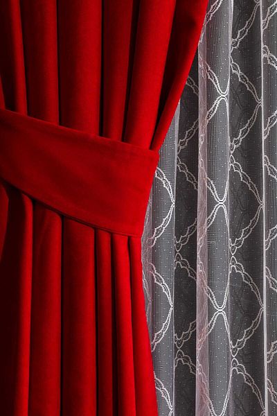 Karesi READY TO USE RED CHARMY PLEATED 1X3 FON CURTAIN SINGLE WING 12477