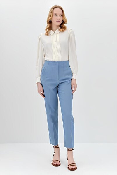 mfbcollection Yüksek Bel Pensli Havuç Kumaş Pantolon - Açık Mavi