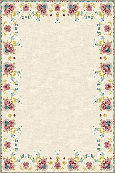 Rugs Modern Halı Floral Cream Colored Patterned Decorative Carpet Miravip908