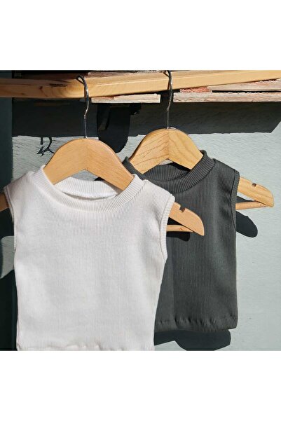 BEBEĞİME ÇORAP Girl's Lycra Crew Neck Camisole Crop Tank Top 2 Pack
