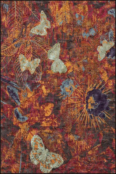 Rugs Modern Halı Ethnic Red Butterfly Patterned Decorative Carpet Miravip923