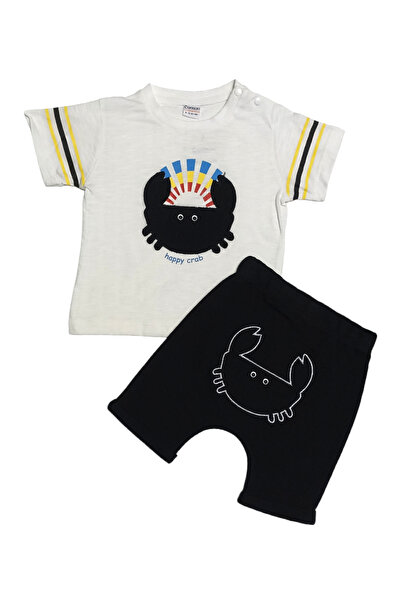 Comix Life Baby Boy Happy Crab Embroidered Embroidered Set of 2