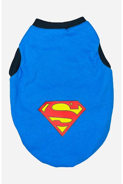 PetiliDünya Superman Cat and Dog Outfit Patterned Undershirt