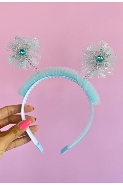 Zehra Aksesuar Taşlı glitter kar tanesi detaylı simli tüllü yaylı hareketli taç
