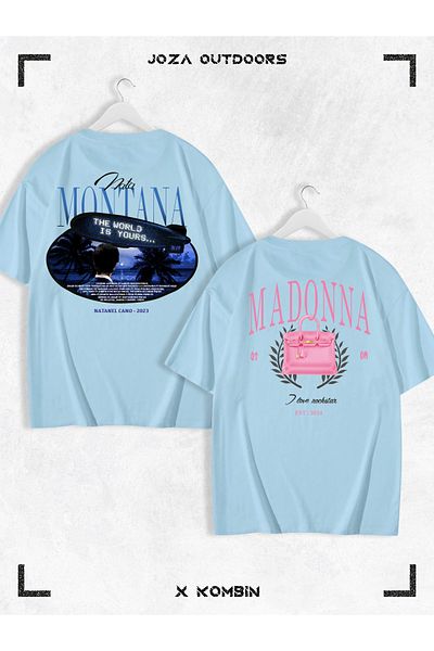 Joza Outdoors Dear Montana Madonna Back Printed Unisex Oversize Tshirt Συνδυασμός Ζευγάρι - Σετ 2