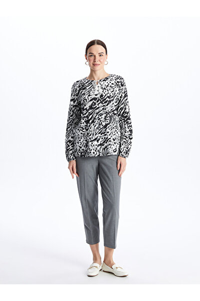 LC Waikiki Γυναικεία μπλούζα με μακρυμάνικο - δεμένο γιακά με σχέδιο