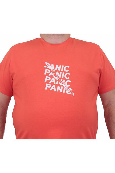 MocGrande Ανδρικό μπλουζάκι μεγάλου μεγέθους - Panic 24135 με μοτίβο λουλουδιών ρόδι