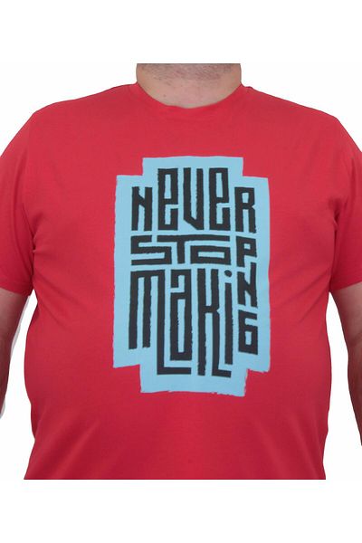 MocGrande Men's Large Size T-Shirt - Crew Neck, Red Never 24138