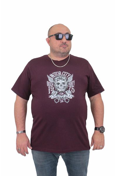 MocGrande Motor City 24141 MURDUM - Ανδρικό μπλουζάκι με λαιμόκοψη σε μεγάλο μέγεθος