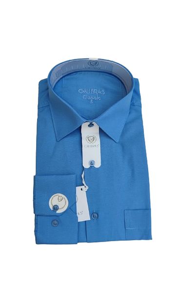 Ünal Giyim Men's Shirt - Classic Fit, Single Pocket, Long Sleeve, Solid Color, Terikoton