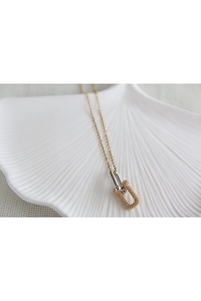 Aksesuar Tiffany Model Double Ring - Steel Necklace
