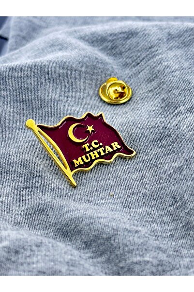 Kuyumcudan Muhtar Rozeti Bayrak Modeli 925 Ayar Gümüş