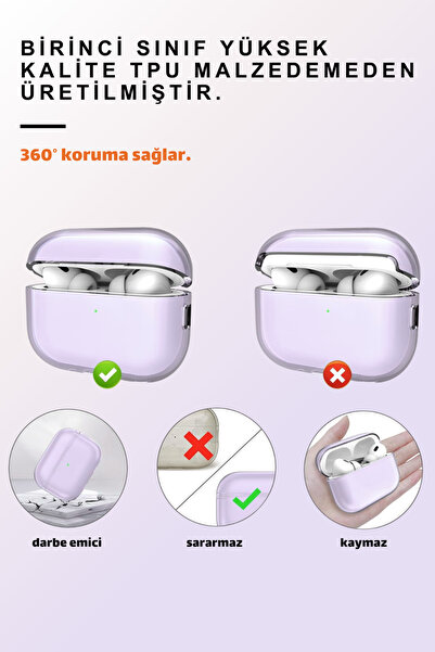 EWEC Pro 2. Nesil Uyumlu Şeffaf Mor Premium Kulaklık Kılıfı