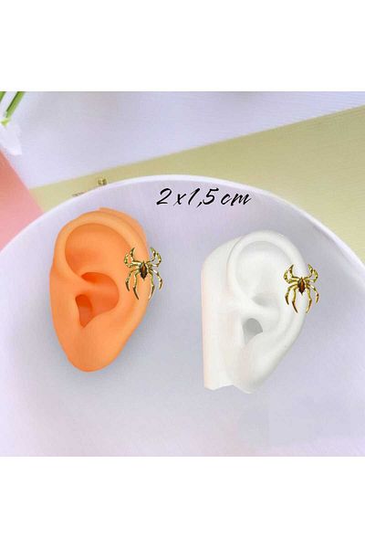 Dodemert Home Gold Spider Steel Zircon Stone Cartilage Earrings