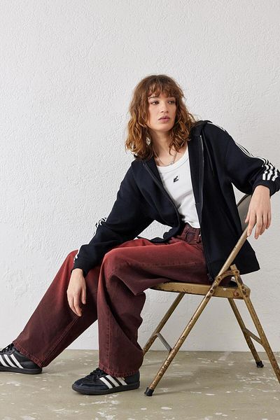september island Vintage Thabit Burgundy Color Boyfriend Baggy Denim Jeans