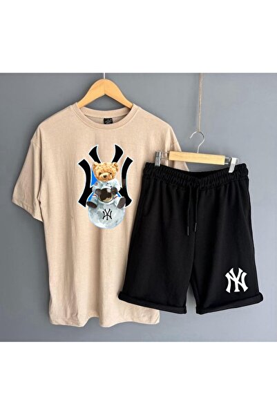 NewCabin Men's oversize t-shirt T-shirt and Summer Shorts Bottom Top Set of 2