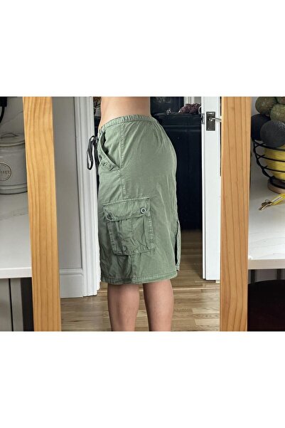 september island Antique Khaki Color Cargo Midi Skirt