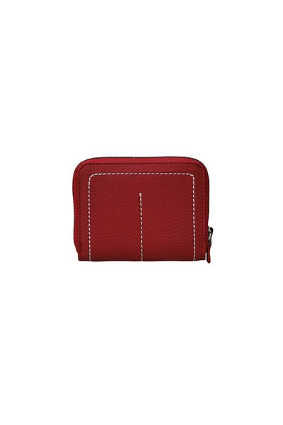 GUARD Red Matte Stitched Zippered Wallet / Hand Quilt