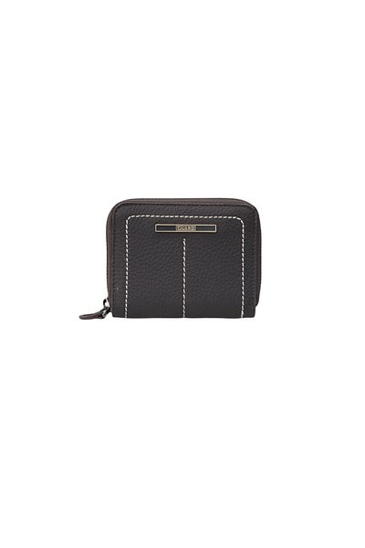 GUARD Matte Stitched Brown Guti Zippered Wallet / Hand Quilt