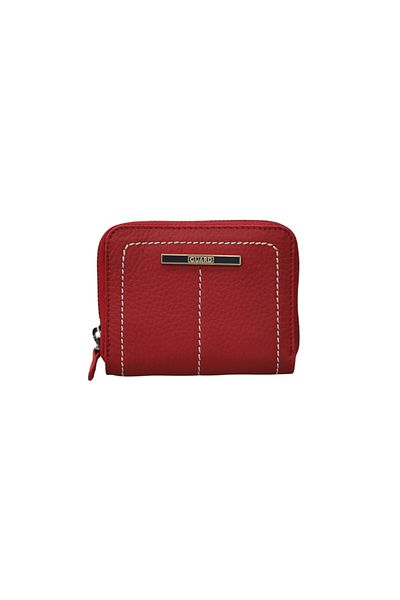 GUARD Red Matte Stitched Zippered Wallet / Hand Quilt