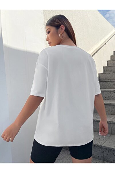 DEEPSENCE Γυναικείο μπλουζάκι Oversize Basic Λευκό Βαμβακερό