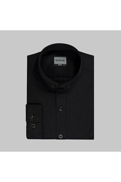 Sarar INTERVIEU CAMASĂ NEGRĂ SLIM FIT DIN ȚESĂTURĂ DE IN