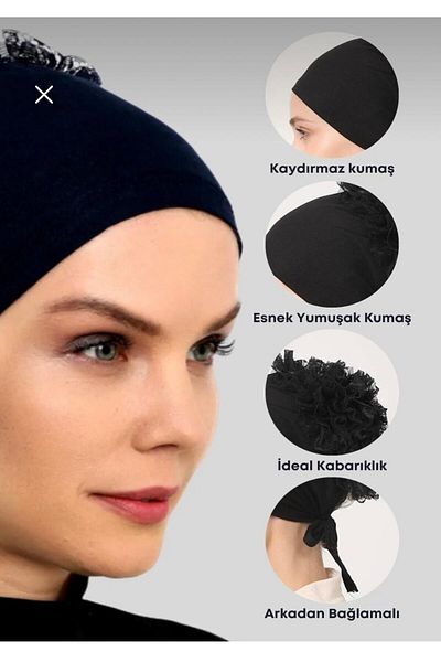 İmpavido Black Ruffled Bonnet Hijab - Set of 3