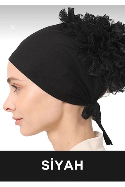 İmpavido Black Ruffled Bonnet Hijab - Set of 3