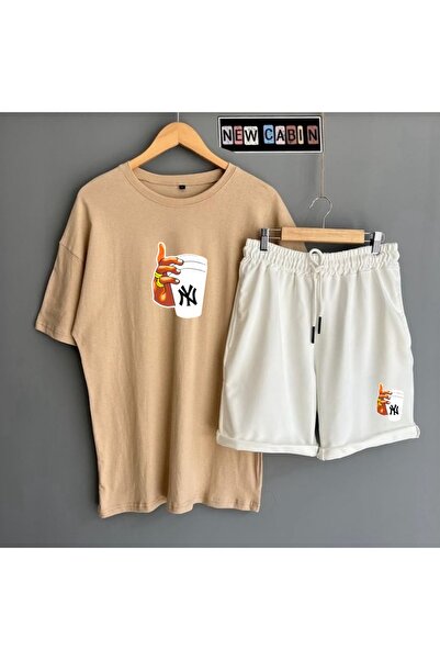 NewCabin New Season Unisex Ny Cup Printed Oversize T-Shirt - Colorful Ny Cup ...