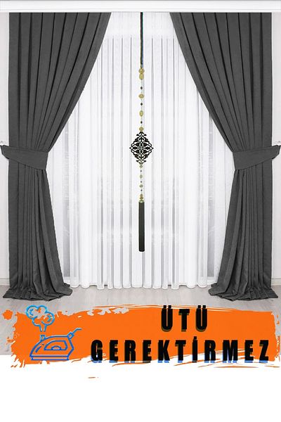 BD beyaz dokuma High Quality Anthracite Gray Single Wing Pleated Velvety Background Curtain