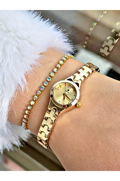 Weluxa Altın Renk Minimal Kasa Kadın Kol Saati Bileklik Hediyeli