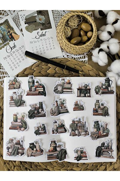 SelisCraft Kitaplar ve Huzur Temalı Tekli Etiket Seti 01 Ajanda Planlayıcı Bu...