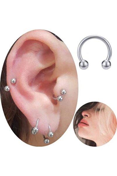 Genel Markalar 316l Kararmaz Cerrahi Çelik Tragus Kıkırdak Yarım Halka Nal Piercing Gümüş Renk