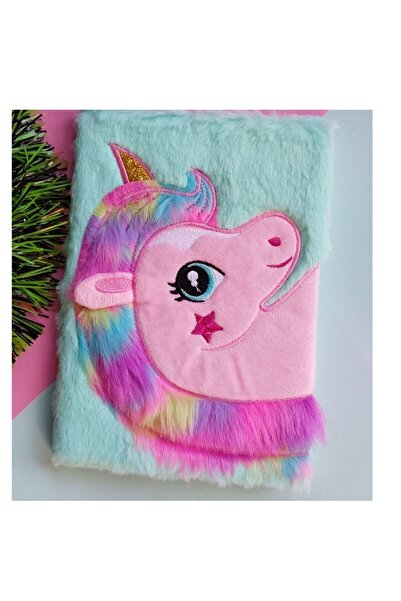 gifttime Caiet cu dungi de pluș cu design unicorn