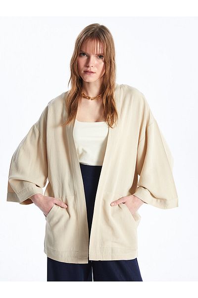 LC Waikiki Wrap Yala Flat Linen Blended Oversize Women's Kimono