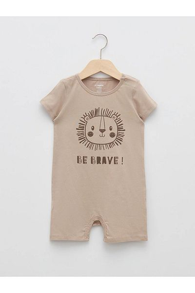 LC Waikiki Short Sleeve Printed Cotton Baby Boy Jumpsuit