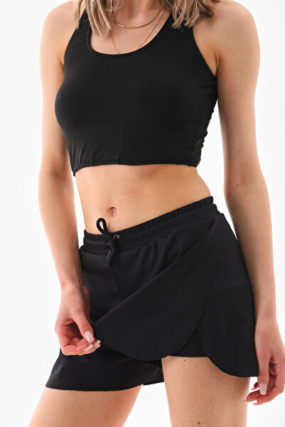 segiza Siyah Çift Kat Taytlı Spor Şort